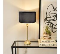 Maggie Gold Candlestick Table Lamp with Black Fabric Drum Lamp Shade