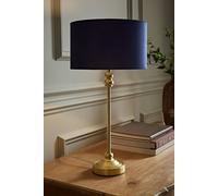 Valuelights Maggie Gold Metal Candlestick Slim Table Lamp With Velvet Drum Lamp Shade In Navy Navy