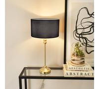 ValueLights | Gold Metal Candlestick Table Lamp with Black Fabric Drum Shade Bedside Light | Table Lamps, Home Décor & Improvement Essential | Included LED Bulb