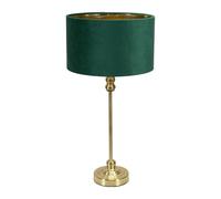 ValueLights | Maggie Gold Metal Candlestick Table Lamp with Green Velvet & Gold Inner Shade & Warm White Bulb | Table Lamps, Home Décor & Improvement Essential