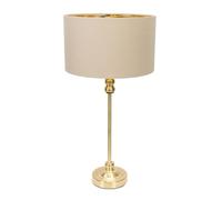 ValueLights | Maggie Gold Metal Candlestick Table Lamp with Natural & Gold Inner Shade & Warm White Bulb | Table Lamps, Home Décor & Improvement Essential