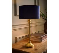 Maggie Gold Metal Candlestick Table Lamp with Velvet Drum Shade and LED Bulb ValueLights Navy One Size