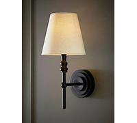Valuelights Maggie Matte Black Wall Lamp With Linen Tapered Lamp Shade Black