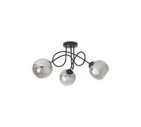 ValueLights | Malcolm 3 Way Smoked Glass Matte Black Twisted Ceiling Light and Bulbs | Ceiling Lights, Home Décor & Improvement Essential | Mains Wired
