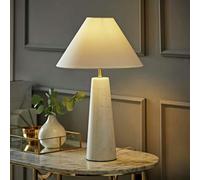ValueLights Margot Marble LED Table Lamp With Linen - White