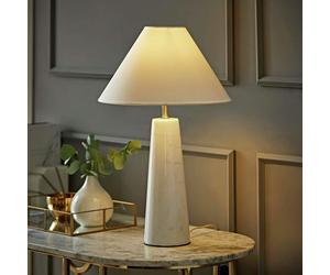 ValueLights Margot Marble LED Table Lamp With Linen - White