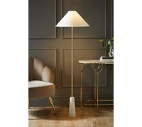 Valuelights Margot White Marble Base Floor Lamp With A Linen Tapered Lampshade