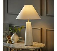 ValueLights | White Marble Base Bedside Table Lamp with a Linen Tapered Lampshade Living Room Bedroom Light | Table Lamps, Home Décor & Improvement Essential