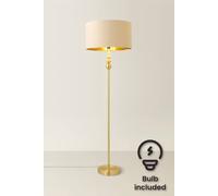 Valuelights Marissa Beige And Metallic Gold Shade Brushed Gold Stacked Floor Lamp & Bulb Beige