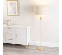 ValueLights | Gold Stacked Ball Single Stem Standing Floor Lamp with Beige/Gold Shade | Floor Lamps & Torchieres, Home Décor & Improvement Essential | Includes Bulb