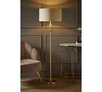Marissa Beige and Metallic Gold Shade with Brushed Gold Stacked Ball Floor Lamp ValueLights Beige One Size