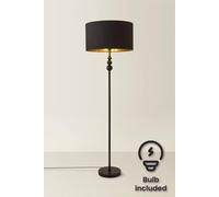 ValueLights Marissa Black & Gold Shade with Black Stacked Ball Floor Lamp with LED Bulb ValueLights Black