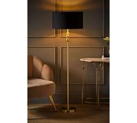 ValueLights Gold Stacked Ball Single Stem Standing Floor Lamp with Black/Gold Shade for Living Room - LED Bulb Included