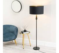 ValueLights | Matt Black Stacked Ball Single Stem Standing Floor Lamp with Black/Gold Shade | Floor Lamps & Torchieres, Home Décor & Improvement Essential