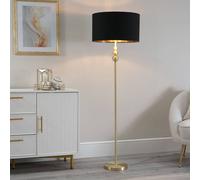 Marissa Black and Metallic Gold Shade with Brushed Gold Stacked Ball Floor Lamp ValueLights Black One Size