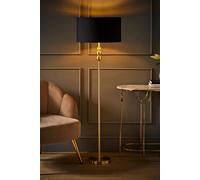 ValueLights Gold Stacked Ball Single Stem Standing Floor Lamp with Black/Gold Shade for Living Room - LED Bulb Included