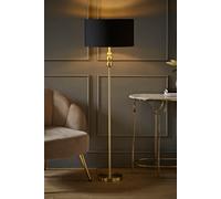 Marissa Black and Metallic Gold Shade with Brushed Gold Stacked Ball Floor Lamp ValueLights Black One Size