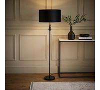 Valuelights Marissa Black Stacked Ball Floor Lamp With Black Velvet With Gold Inner Lamp Shade