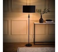 Valuelights Marissa Black Stacked Ball Floor Lamp With Black With Chrome Inner Lamp Shade And Led Bulb