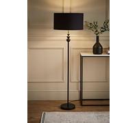 ValueLights Marissa Black Stacked Ball Floor Lamp with Fabric Drum with Chrome Inner Shade ValueLights Black