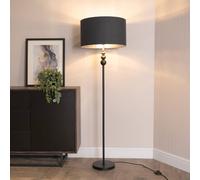 ValueLights Marissa Black with Chrome Shade Black Floor Lamp & Bulb