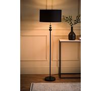 ValueLights Marissa Black with Chrome Shade Black Floor Lamp & Bulb
