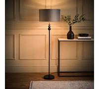 Valuelights Marissa Black Stacked Ball Floor Lamp With Grey Velvet With Chrome Inner Lamp Shade And Led Bulb