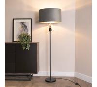 Valuelights Marissa Black Stacked Ball Floor Lamp With Grey Velvet With Chrome Inner Shade Grey One Size