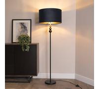 Marissa Black Stacked Ball Floor Lamp with Velvet Drum & Gold Inner Shade & Bulb ValueLights Black One Size
