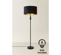 ValueLights | Marissa Black Floor Lamp with Black Velvet & Gold Inner Shade & Warm White Bulb | Floor Lamps, Home Décor & Improvement Essential