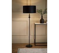 ValueLights Marissa Black Stacked Ball Floor Lamp with Velvet Drum with Gold Inner Shade ValueLights Black