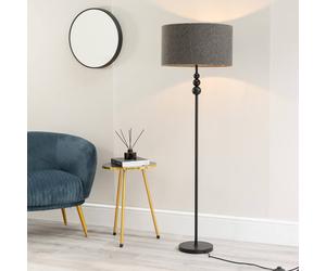 Valuelights Marissa Charcoal Boucle Shade With Black Stacked Ball Floor Lamp Charcoal One Size