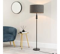 Valuelights Marissa Charcoal Boucle Shade With Black Stacked Ball Floor Lamp With Led Bulb Charcoal One Size