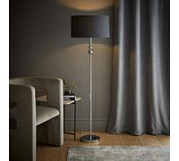 ValueLights Marissa Fabric Drum Shade with Chrome Stacked Ball Floor Lamp in Charcoal ValueLights Charcoal