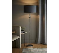 Marissa Chrome Stacked Ball Floor Lamp with Fabric Drum with Chrome Inner Shade ValueLights Charcoal One Size