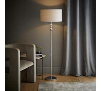 Valuelights Marissa Fabric Drum Shade With Chrome Stacked Ball Floor Lamp In Grey Grey