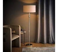 Valuelights Marissa Chrome Stacked Ball Floor Lamp With Grey Drum Shade - Led Bulb Included