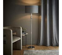 Valuelights Marissa Chrome Stacked Ball Floor Lamp With Grey Velvet With Chrome Inner Lamp Shade