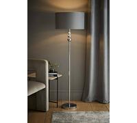 ValueLights Marissa Chrome Floor Lamp with Grey Velvet & Chrome Shade