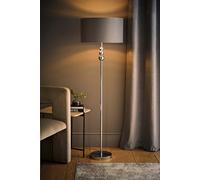 ValueLights Marissa Chrome Floor Lamp with Grey Velvet & Chrome Shade & Bulb