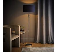 Valuelights Marissa Chrome Stacked Ball Floor Lamp With Navy Blue Drum Shade - Led Bulb Included