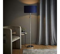Valuelights Marissa Chrome Stacked Ball Floor Lamp With Navy Blue Velvet Shade
