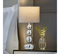 Valuelights Marissa Chrome Stacked Table Lamp With Grey Faux Silk Shade