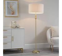 Marissa Cream Boucle Shade with Brushed Gold Stacked Ball Floor Lamp ValueLights Cream One Size