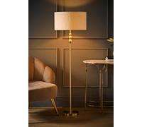 Valuelights Marissa Cream Boucle Shade With Brushed Gold Stacked Ball Floor Lamp With Bulb Cream One Size