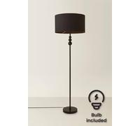 Valuelights Marissa Fabric Drum Shade With Black Stacked Ball Floor Lamp And Led Bulb Black