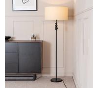Marissa Fabric Drum Shade with Black Stacked Ball Floor Lamp and LED Bulb ValueLights Nude One Size
