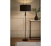Valuelights Marissa Fabric Drum Shade With Black Stacked Ball Floor Lamp Black