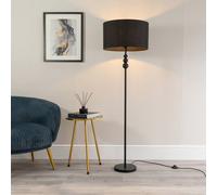 Valuelights Marissa Fabric Drum Shade With Black Stacked Ball Floor Lamp Black One Size