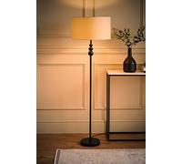 Marissa Fabric Drum Shade with Black Stacked Ball Floor Lamp and LED Bulb ValueLights Nude One Size
